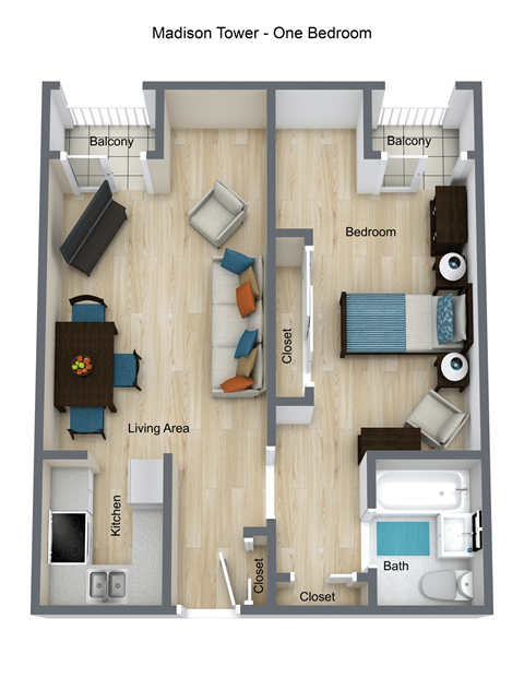 a1 floor plan  1 bedroom with 1 bathroom